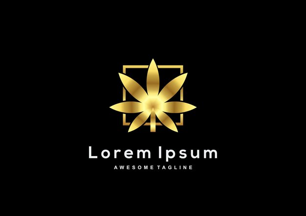 Luxury Cannabis gold color logo template