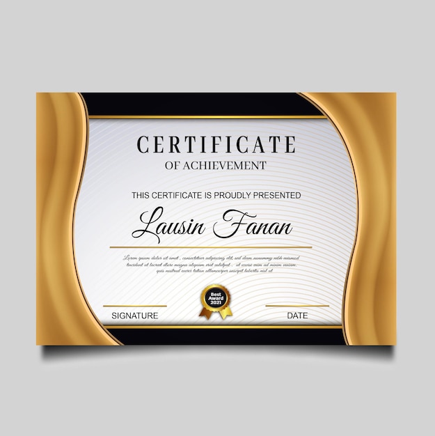 Free vector luxury certificate achievement template