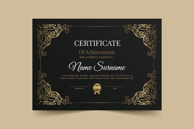 Luxury certificate of achievement