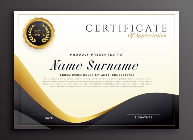 Luxury certificate of appreciation template