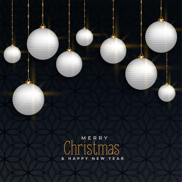 Free vector luxury christmas greeting with hanging balls