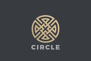 Luxury circle maze cross logo  icon. linear style