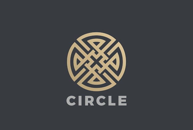 Luxury Circle Maze Cross Logo  icon. Linear style