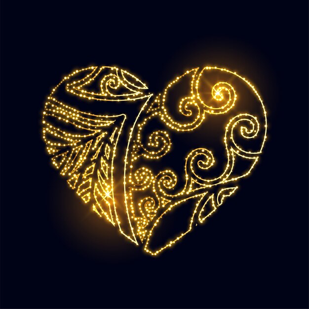 Luxury creative golden heart made with sparkles background