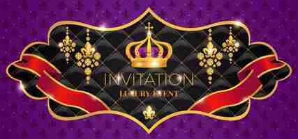 Free vector luxury crown horizontal invitation