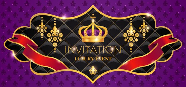 Luxury crown horizontal invitation