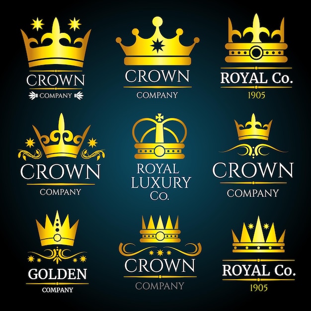 Luxury crown vintage monogram, logos set.