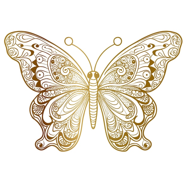 luxury cute lineart butterfly illustration