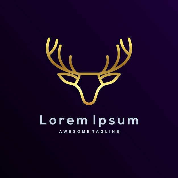 Free vector luxury deer with gold color logo template