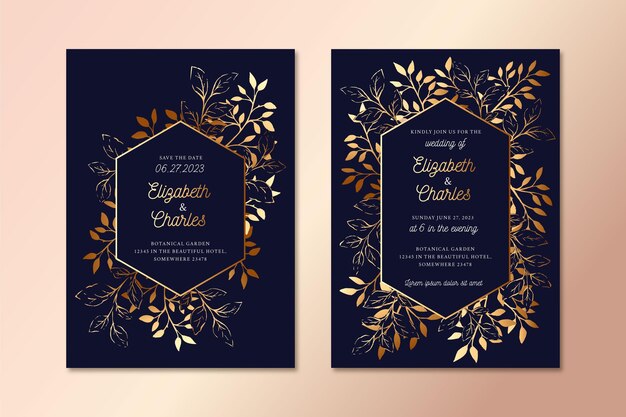 Luxury details wedding invitation template