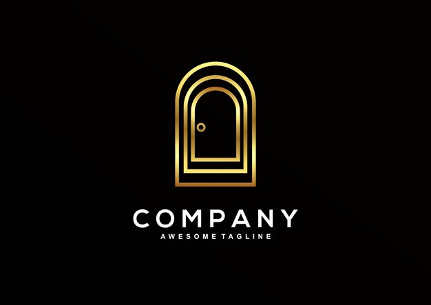 Luxury Door House with gold color logo template