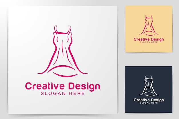Luxury dress. fashion logo ideas. inspiration logo design. template vector illustration. isolated on white background