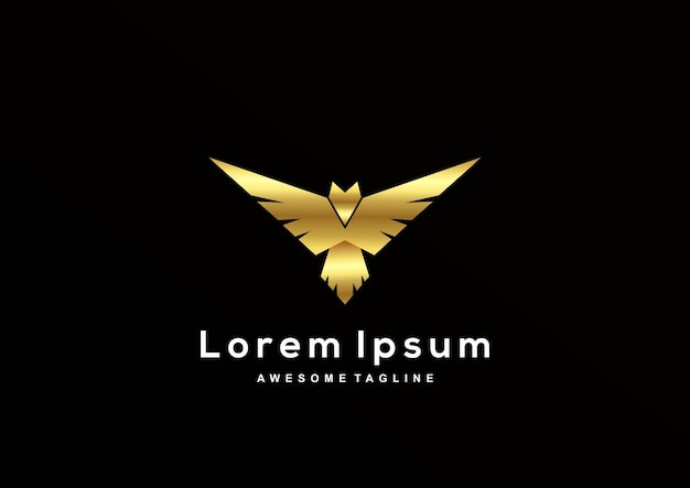 Luxury eagle with gold color logo template