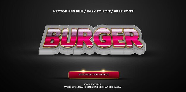 Luxury editable text effect burger 3D Text style