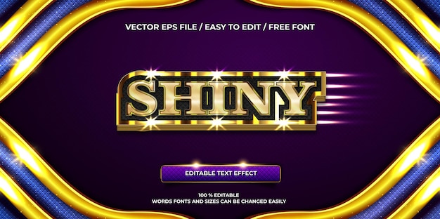 Free vector luxury editable text effect shiny gold 3d text style