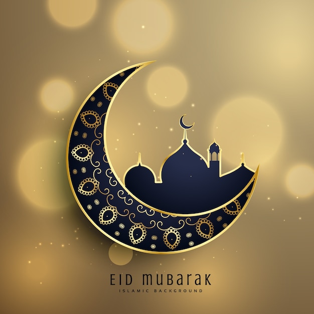 Luxury eid mubarak design with moon