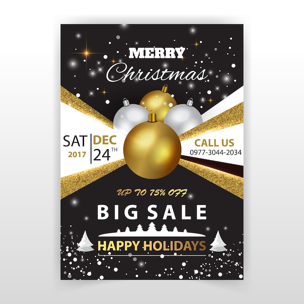 Free vector luxury elegant christmas flyer