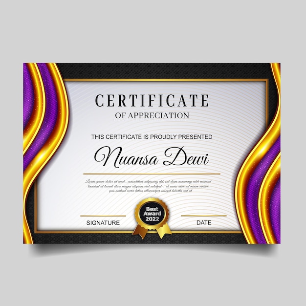 Luxury employee gold certificate template