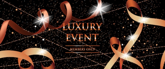 Luxury event members only festive banner with curled ribbons