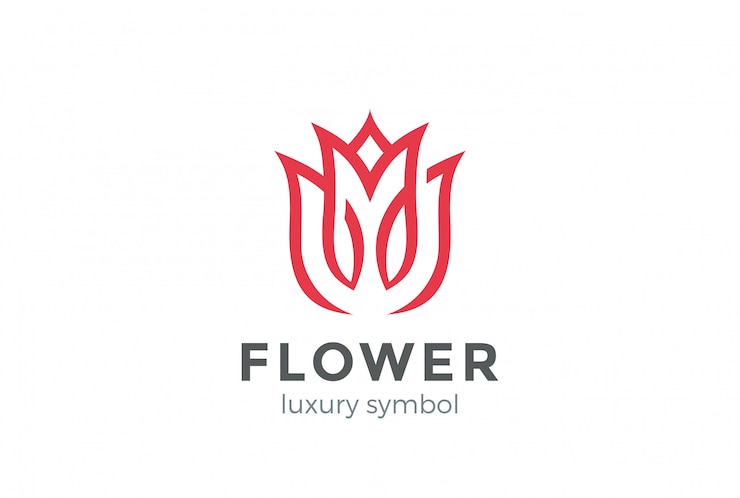 Бесплатный Вектор luxury fashion flower logo абстрактный линейный стиль. шаблон дизайна логотипа looped tulip rose lines