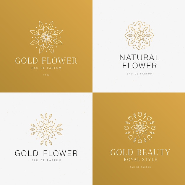 Luxury floral perfume logo collection