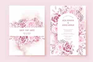 Free vector luxury floral pink valentine wedding invitation