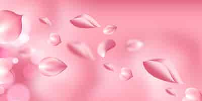 Free vector luxury fresh rose petals are falling in the air