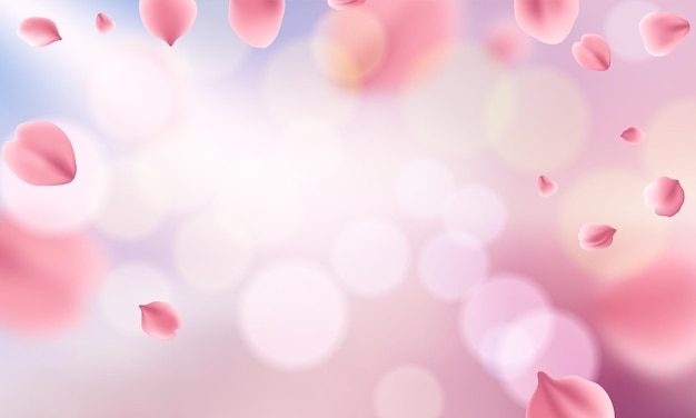 Бесплатное векторное изображение Роскошные свежие лепестки роз падают в воздух
