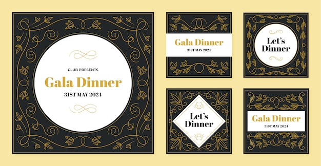 Free vector luxury gala dinner instagram post template