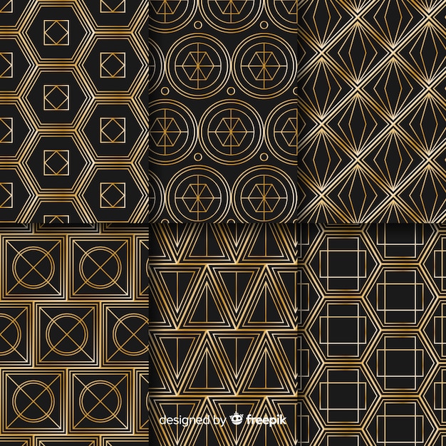 Free vector luxury geometric pattern set