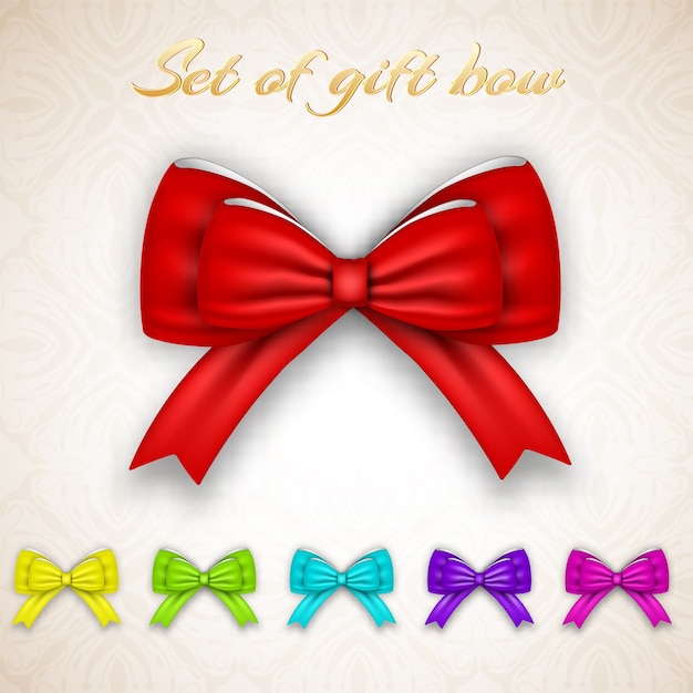 Free vector luxury gift ribbon bows set