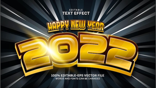 Бесплатное векторное изображение Роскошный золотой новый год 2022 текстовый эффект