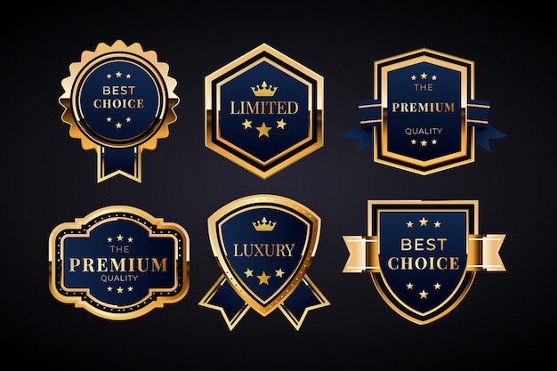 Free vector luxury golden badges collection