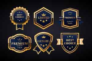 Free vector luxury golden badges collection