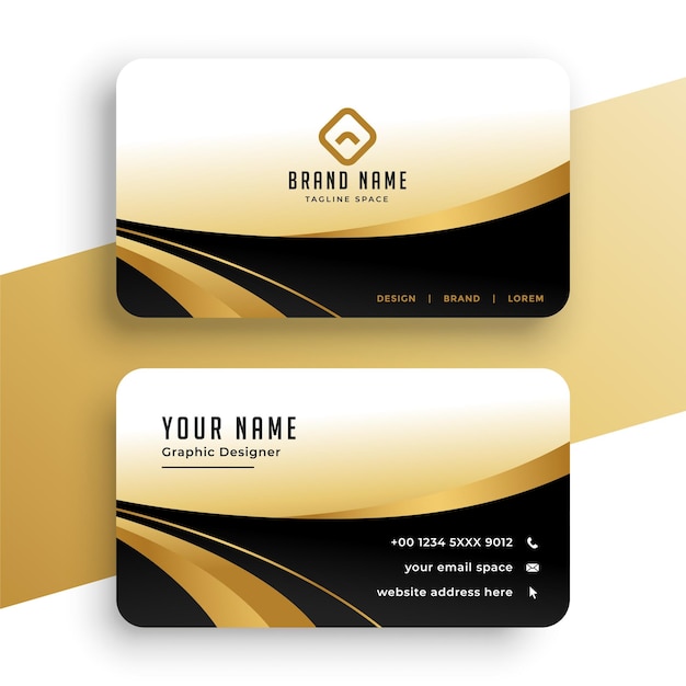 Free vector luxury golden business card wavy design