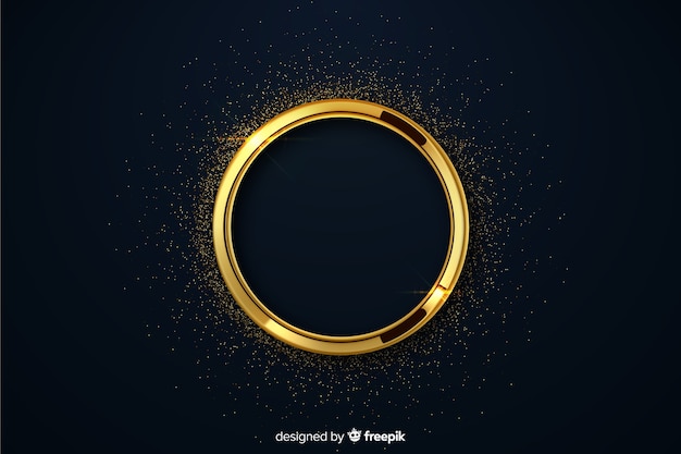 Luxury golden circle with sparkles background