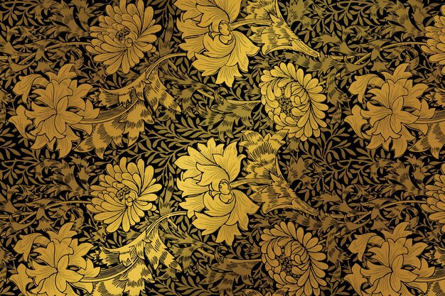 Luxury golden floral background vector remix from artwork by William Morris