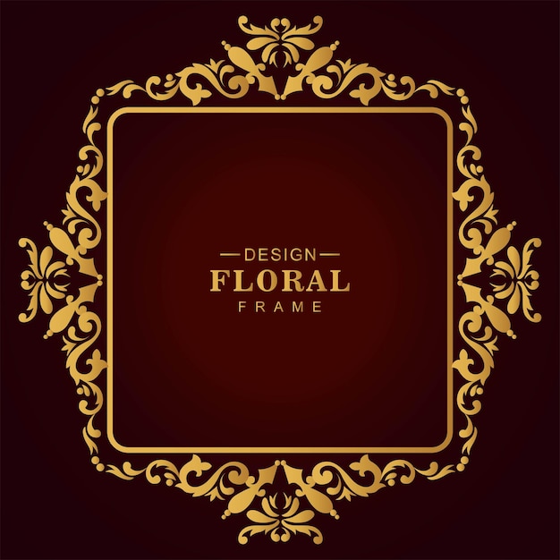 Luxury golden floral frame illustration design