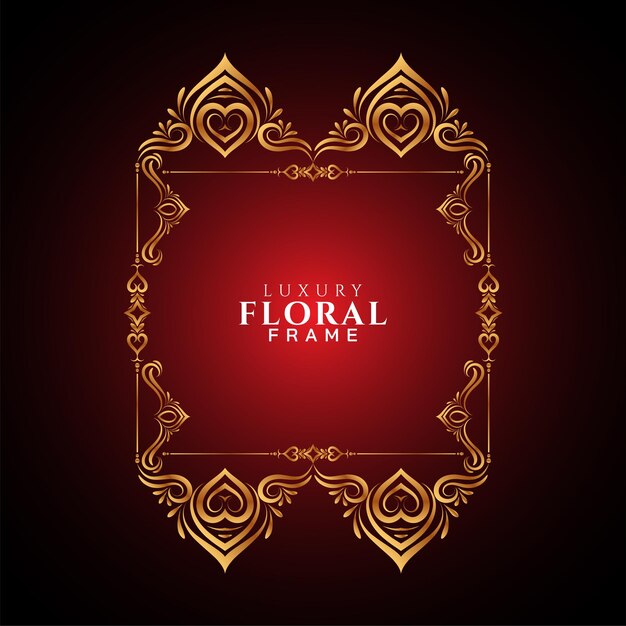 Luxury golden frame design red stylish background