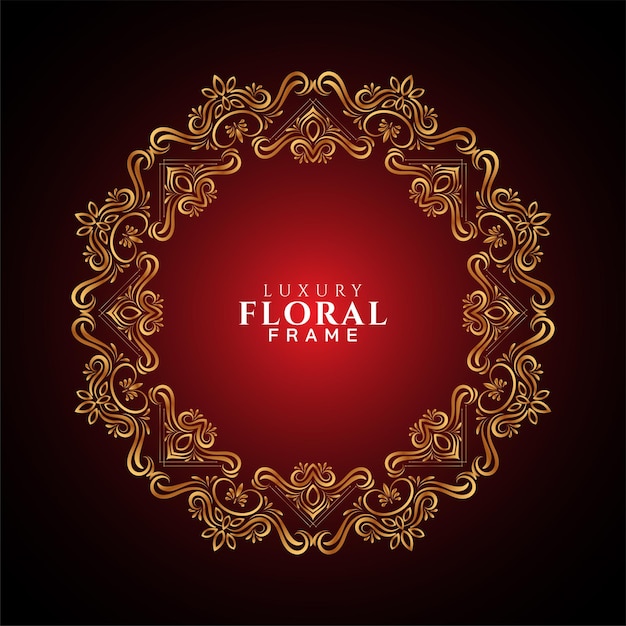 Luxury golden frame design red stylish background