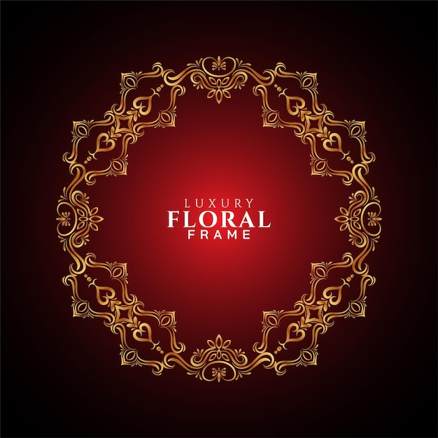 Luxury golden frame design red stylish background