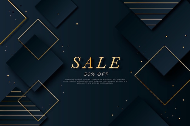 Luxury golden geometric shapes sale background