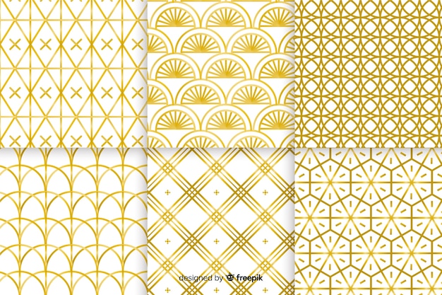 Free vector luxury golden geometrical pattern collection