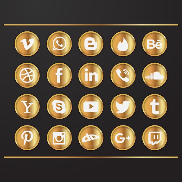 Luxury golden icons for social networks