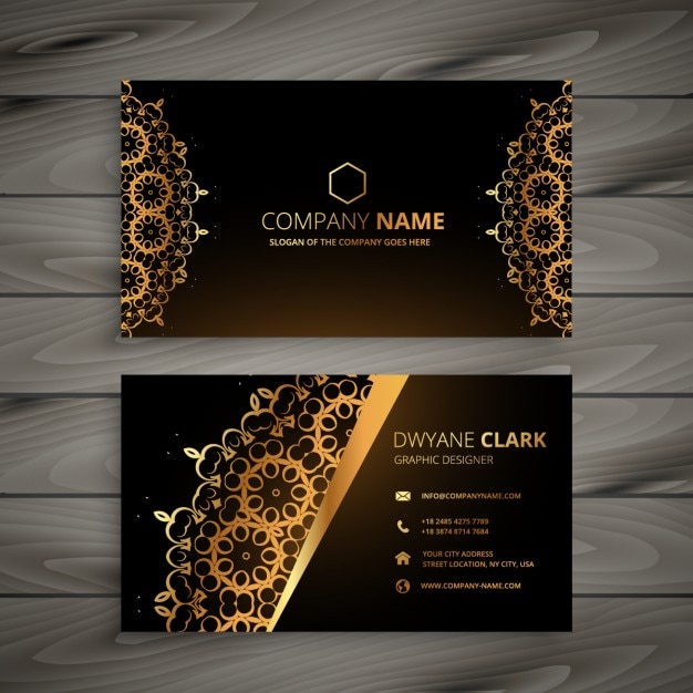 Free Vector luxury golden ornamental business card