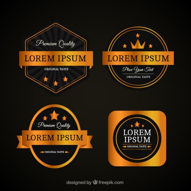 Free vector luxury golden premium quality labels