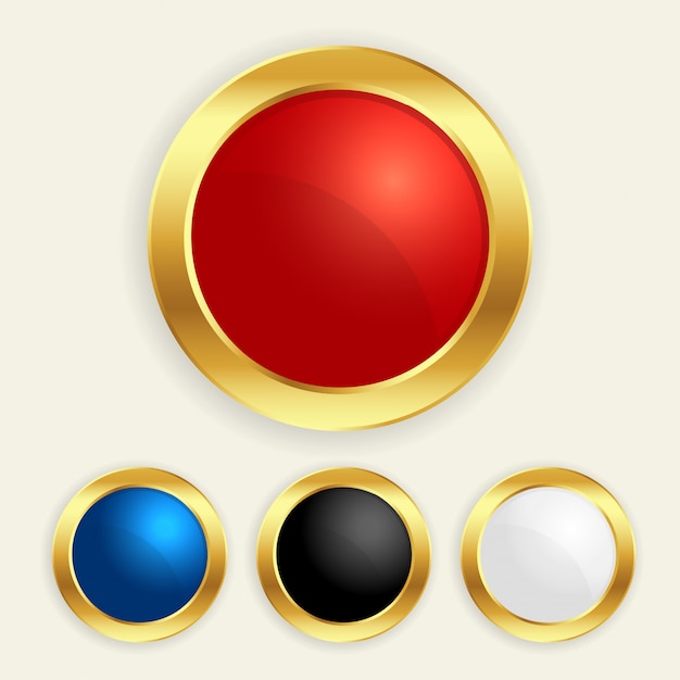 無料ベクター 豪華なゴールデンラウンドボタンは異なる色で設定