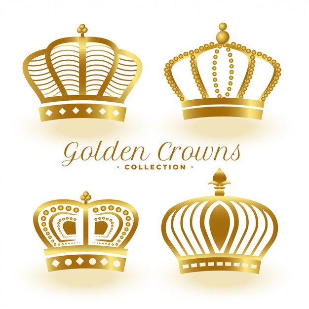 Luxury golden royal crowns set of four