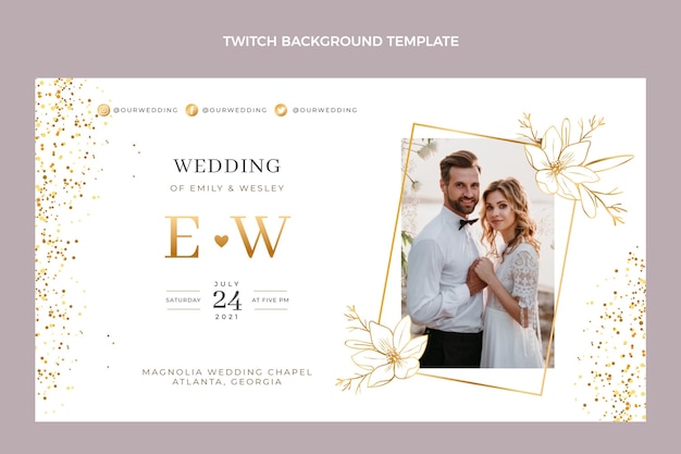 Free vector luxury golden wedding twitch background