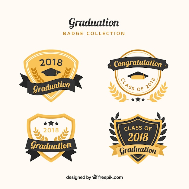 Vettore gratuito collezione di badge di laurea di lusso